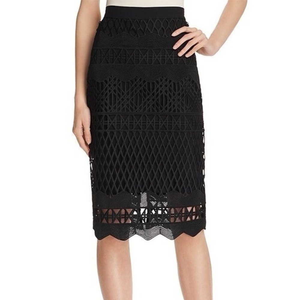 Kendall+Kylie Crochet Pencil Skirt Black Medium